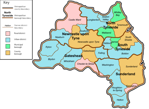 Tyne and Wear showing the former local authorities Tyne and Wear County.png
