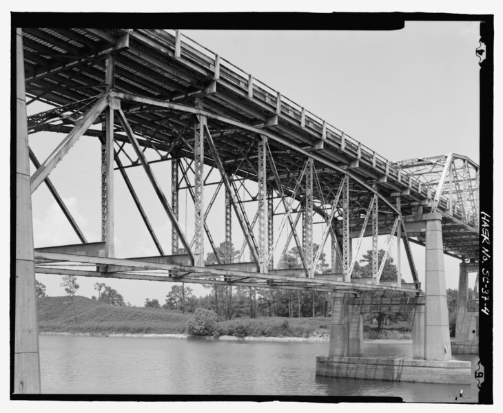 File:U.S. 15 Santee River Bridge, SC Road 45 spanning Santee-Cooper Diversion Canal, Eadytown, Berkeley County, SC HAER SC-37-4.tif
