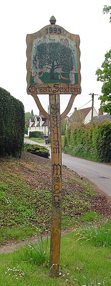 Village sign in Great Saxham UK GreatSaxham.jpg