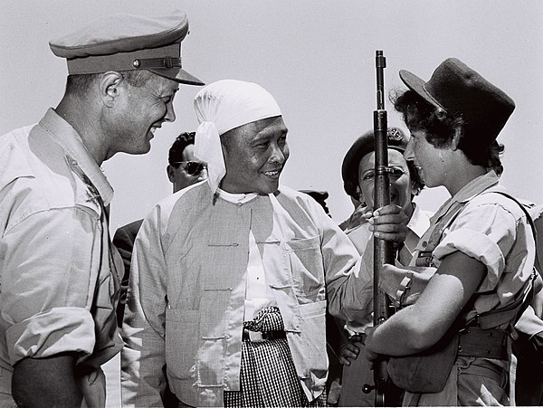 U Nu with Moshe Dayan during his visit to Israel in 1955