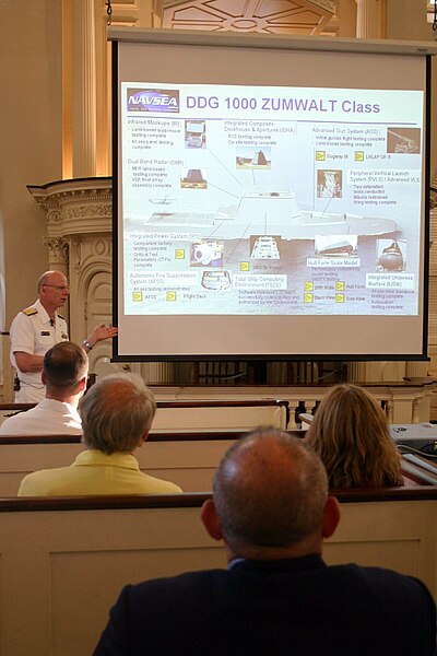 File:US Navy 070703-N-8110K-013 Vice Adm. Paul Sullivan, commander of Naval Sea Systems Command, presents a lecture on the future of Navy ships and systems at Boston's historic Old South Meeting House.jpg