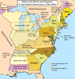 Map of United States, changes in territory 1782=1802