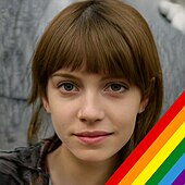 Example user image with a rainbow flag across one corner Userpic with rainbow ribbon.jpg