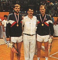 Michail Wassiljew (li.) mit Waleri Melnik und Alexander Rymanow