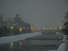 View of snow-covered Kamo River - panoramio.jpg