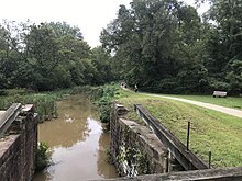 bike riders on the towpath next to the C&O Canal Violettes Lock