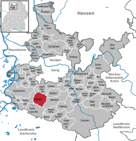 Poziția localității Walldorf