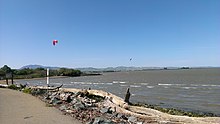 Kiteboarding at Sherman Island, California, April, 2015.