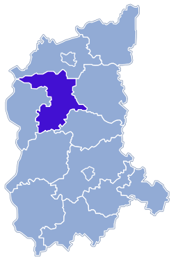 Powiat sulęciński (mörkblått) i Lubusz vojvodskap.