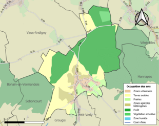 Barevná mapa znázorňující využití půdy.