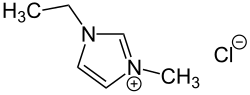 Skelettformel von 1-Ethyl-3-methylimidazoliumchlorid