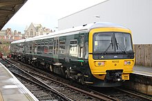 165132 at Weymouth after arrival from Gloucester. The unit has lettered coaches, with coach D being displayed. 165132 Weymouth.jpg
