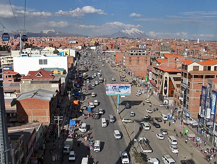 El Alto from cable car, mountains in the background
