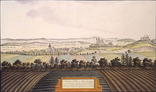 Luže et son château vers 1800, par Joann Venuto.