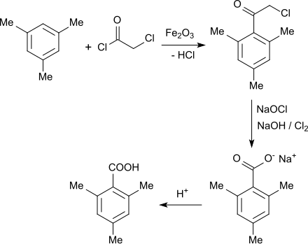 Technische Synthese von 2,4,6-TMBA über Haloform-Reaktion