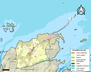 Barevná mapa znázorňující využití půdy.