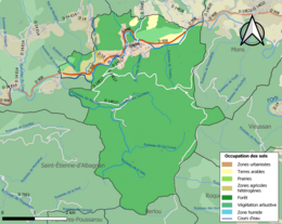 Carte des infrastructures et de l'occupation des sols de la commune en 2018 (CLC).