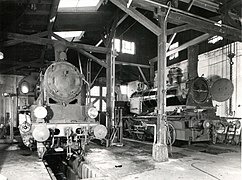 Former Moselbahn locomotive repair shop in Andel (Bernkastel-Kues), Germany, in the 1930s.