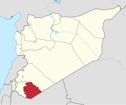Bản đồ Syria với tỉnh As-Suwayda được tô đậm