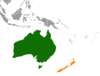 Location map for Australia. And New Zealand.
