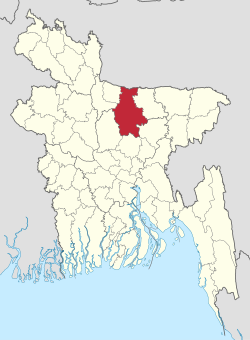 बङ्गलादेशको नक्शामा मयमनसिंह जिल्लाको अवस्थितिको अवस्थिति