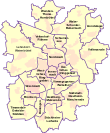 Gliederung der Stadtbezirke 2011 bis 2021