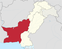 Balochistan in Pakistan (claims hatched)