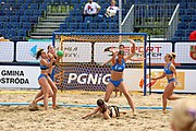 Deutsch: Beachhandball Europameisterschaften 2019 (Beach handball Euro); Tag 6: 7. Juli 2019 – Spiel um Platz Drei, Frauen, Kroatien-Niederlande 0:2 (14:23, 20:22) English: Beach handball Euro; Day 6: 7 July 2019 – Women's Bronze Medal Match – Croatia-Netherlands 0:2 (14:23, 20:22)