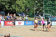 Deutsch: Beachhandball Europameisterschaften 2019 (Beach handball Euro); Tag 1: 2. Juli 2019 – Frauen, Vorrunde Gruppe C, Italien-Griechenland 0:2 (16:28, 10:13) English: Beach handball Euro; Day 1: 2 July 2019 – Women Preliminary Round Group C – Italy-Greece 0:2 (16:28, 10:13)