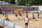 Deutsch: Beachhandball bei den Olympischen Jugendspielen 2018; Tag 3, 9. Oktober 2018; Jungs, Vorrunde, Gruppe A - Ungarn-Thailand 2:1 English: Beach handball at the 2018 Summer Youth Olympics at 9 October 2018 – Girls Preliminary Round Group A‎ – Hungary-Thailand 2:1