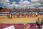 Deutsch: Beachhandball bei den Olympischen Jugendspielen 2018 in Buenos Aires; Tag 7, 13. Oktober 2018; Mädchen, Spiel um Platz Drei – Ungarn-Niederlande 2:0 English: Beach handball at the 2018 Summer Youth Olympics in Buenos Aires at 13 October 2018 – Girls Bronze Medal Match – Hungary-Netherlands 2:0 Español: Handball de playa en los Juegos Olimpicos de la Juventud Buenos Aires 2018 en 13 de octubre de 2018 – Partido por la medalla de bronce femenino - Hungría-Países Bajos 2:0