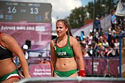 Deutsch: Beachhandball bei den Olympischen Jugendspielen 2018 in Buenos Aires; Tag 7, 13. Oktober 2018; Mädchen, Spiel um Platz Drei – Ungarn-Niederlande 2:0 English: Beach handball at the 2018 Summer Youth Olympics in Buenos Aires at 13 October 2018 – Girls Bronze Medal Match – Hungary-Netherlands 2:0 Español: Handball de playa en los Juegos Olimpicos de la Juventud Buenos Aires 2018 en 13 de octubre de 2018 – Partido por la medalla de bronce femenino - Hungría-Países Bajos 2:0