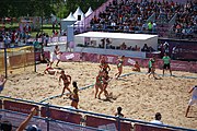 Deutsch: Beachhandball bei den Olympischen Jugendspielen 2018; Tag 4, 10. Oktober 2018; Mädchen, Vorrunde, Gruppe A - Ungarn-Chinese Taipei (Taiwan) 2:0 English: Beach handball at the 2018 Summer Youth Olympics at 10 October 2018 – Girls Preliminary Round Group A‎ – Hungary-Chinese Taipei 2:0