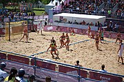 Deutsch: Beachhandball bei den Olympischen Jugendspielen 2018; Tag 4, 10. Oktober 2018; Mädchen, Vorrunde, Gruppe A - Ungarn-Chinese Taipei (Taiwan) 2:0 English: Beach handball at the 2018 Summer Youth Olympics at 10 October 2018 – Girls Preliminary Round Group A‎ – Hungary-Chinese Taipei 2:0