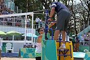 Deutsch: Beachvolleyball bei den Olympischen Jugendspielen 2018; Tag 11, 17. Oktober 2018; Jungen, Spiel um Platz 3 – Argentinien-Ungarn 2:0 (21–15/21–15) English: Beach volleyball at the 2018 Summer Youth Olympics at 17 October 2018 – Bronze Medal Match – Argentina-Hungary 2:0 (21–15/21–15)