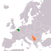 Location map for Belgium and Serbia.