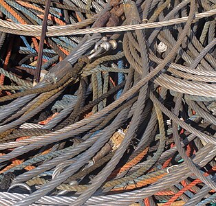 composition with old ship-cables in the harbor of La Rochelle, France