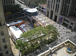 Aerial view of lower plaza