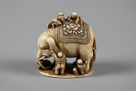 Blind Men and the Elephant, ivory netsuke from the 19th century.