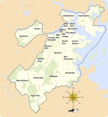 Neighborhoods In Boston Map Neighborhoods in Boston   Wikipedia