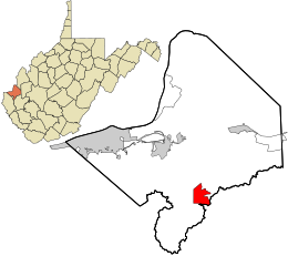 Placering i Cabell County og staten West Virginia.