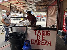 A taco stand advertising tacos de cabeza in Tijuana, Mexico Cabeza-tacos-2018.jpg