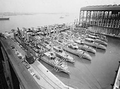 Image 14A fleet of naval forces being constructed in the Camden shipyards (from History of New Jersey)