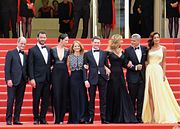 Pierre Lescure, Dominic West, Caitriona Balfe, Jodie Foster, Jack O'Connell, George Clooney and Category:Amal Clooney at the 2016 Cannes Film Festival (12 May 2016)