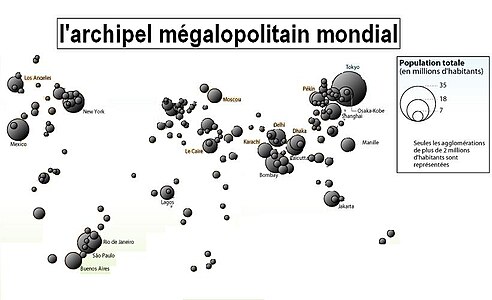 Une représentation de l'archipel mégalopolitain mondial, à simplifier.