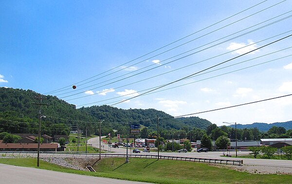 The intersection of State Route 52 and State Route 53 in Celina, looking southwest from the Cumberland River Hospital parking lot.