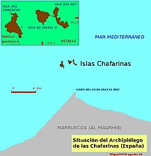 Islas Chafarinas, een eilandengroep bestaande uit: Isla del Congreso, Isla de Isabel II en Isla del Rey.
