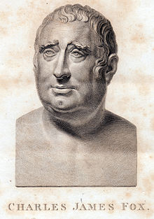 Engraving of Joseph Nollekens' "last bust" of Charles James Fox (1808) Charles James Fox (1749-1806).jpg