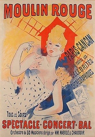 Jules Cheret, Moulin Rouge, 1890 Art Nouveau poster