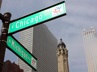 Chicago Avenue street in Chicago, Illinois and west suburbs